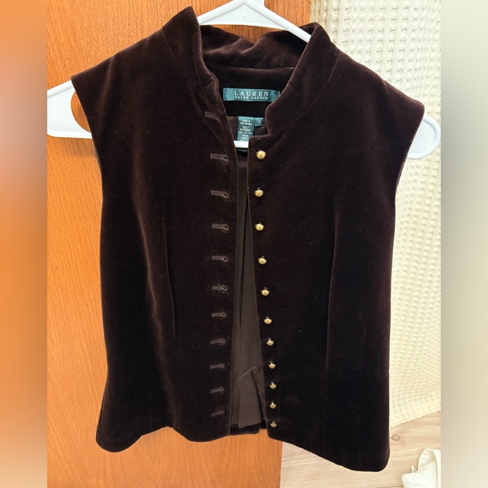 Ralph Lauren Dark Brown Velvet Vest